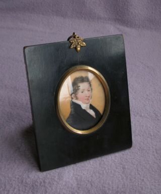 Fine Antique Georgian Miniature Portrait Painting Of Handsome Gentleman 3