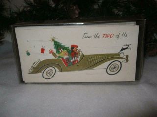 1 Box Vtg 1960s Hallmark Slim Jims Christmas Cards " From The Two Of Us "