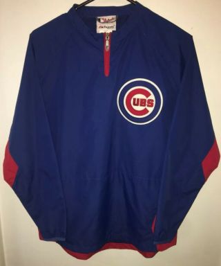 Men’s Majestic Chicago Cubs Baseball Warm Up Pullover 1/4 Zip Large