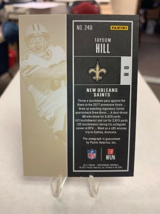 Taysom Hill 2017 Panini Contenders 249 Saints RC Rookie Ticket Auto Autograph 2