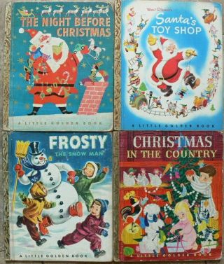 4 Vintage Little Golden Books Night Before Christmas,  Christmas In The Country