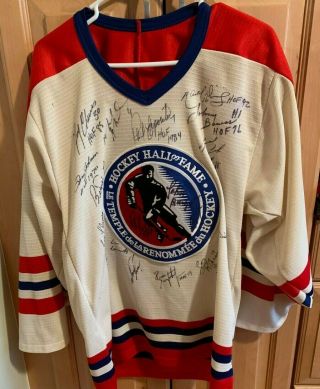 Hockey Hall Of Fame Autographed Jersey Orr Dionne Bower Parent Bourque Esposito