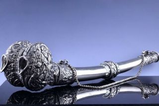 Interesting Antique Chinese Tibetan Buddha Buddhist Silver Monks Ceremonial Horn