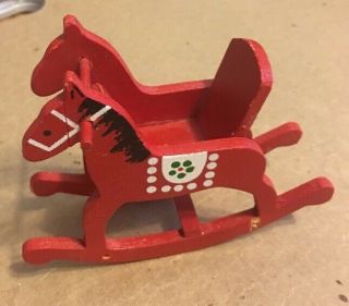 Vintage Dollhouse Red Rocking Horse Chair Wood