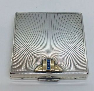 Tiffany & Co Vintage Authentic Sterling Silver & 14k Gold Sapphire Compact Case