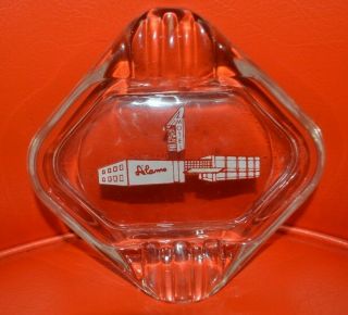 Vtg Alamo Motel Detroit Mi Woodward Souvenir Glass Ashtray 4.  5 " Square 60s 70s
