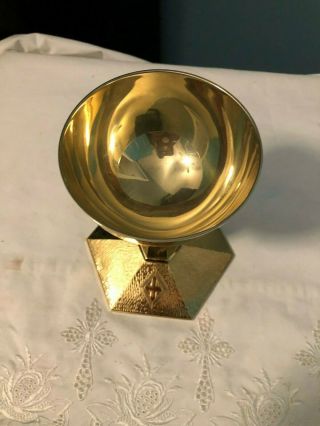 GORGEOUS RARE ANTIQUE GOLD CATHOLIC CHURCH ALTAR CHALICE MADE IN FRANCE 2