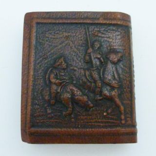 Vintage Spanish Leather Matchbox Cover In The Form Of A Book