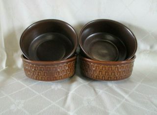 Vintage Wedgwood Pennine Ramekins/soup Bowls X 4 Brown Tan Oven To Table Vgc