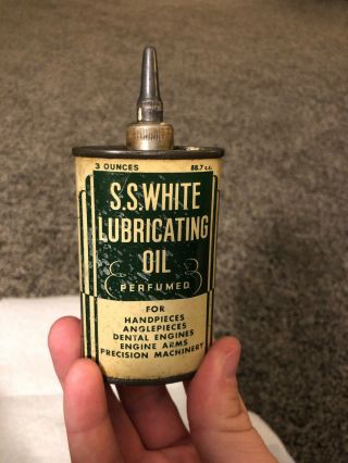 Vintage S S White Household Lead Top Handy Oiler Oil 3oz Lubricant Can Tin