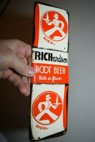 Antique Richardson Root Beer Palm Press Litho Tin Sign Soda Richie Door