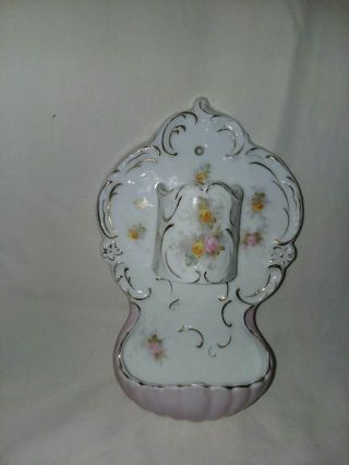 Vintage Hand Painted Porcelain Wall Mount Match Holder