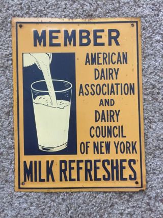 Antique Member American Dairy Association Sign Milk Refreshes Vintage -
