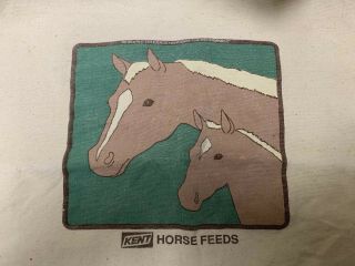 Vintage Kent Horse Feeds Cloth Sack Cool Graphic Tote Bag Equine Advertising Old 2