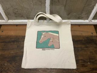 Vintage Kent Horse Feeds Cloth Sack Cool Graphic Tote Bag Equine Advertising Old 3
