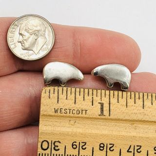 Vtg Native American Solid Sterling Silver 925 Bear Pierced Earrings 8 Grams 2