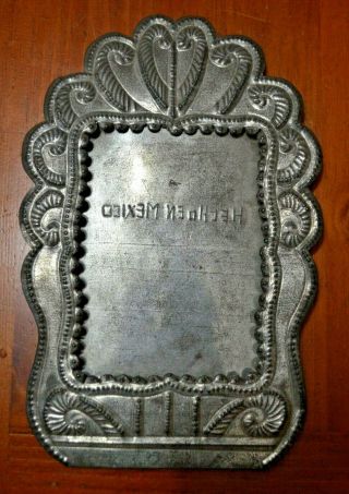 Vintage Punched Hammered Tin Picture Photo Frame Mexico Swirls Primitive