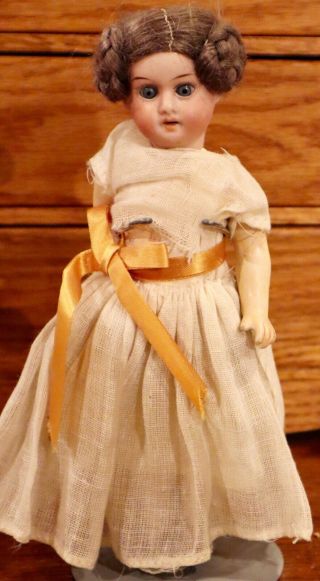 7 1/2 " Antique German Bisque Herm Steiner Doll W/original Outfit & Wig