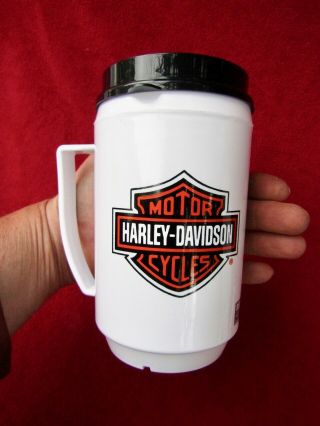 Vintage 1980s Harley - Davidson Bar & Shield Travel Mug Coffee Cup Insulated 3