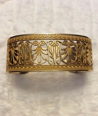 Vintage Museum Of Modern Art Mma Gold Tone Fern Pattern Bangle Cuff Bracelet