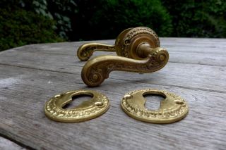 Vintage Brass Door Handle Knob With Round Brass Covers Project 05 - 02