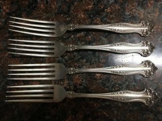 (4) Vintage 1847 Rogers Bros.  Silverplate Dinner Forks 1901 Avon Pattern