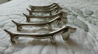 French Knife Rest Set: 6 Vintage Style DACHSHUND Silver Plated Teckel 2