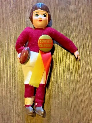 Vintage 1940s - 50s Usc Trojans College Football Celluloid Toy Doll Pinback Button