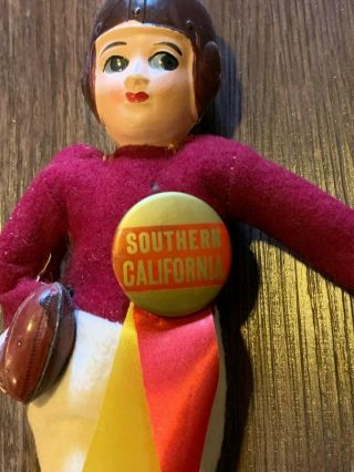Vintage 1940s - 50s USC Trojans College Football Celluloid Toy Doll Pinback Button 2