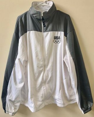 Official Usa Olympic Committee Warm - Up Jacket Sz 3xl White & Gray