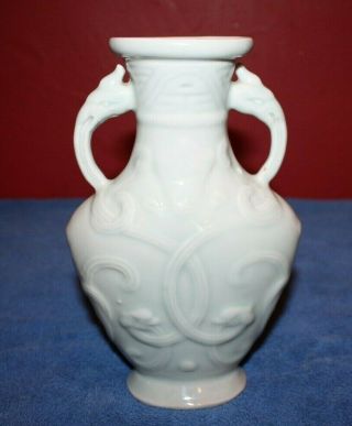 Antique Chinese Celadon Vase With Phoenix Head On Handles