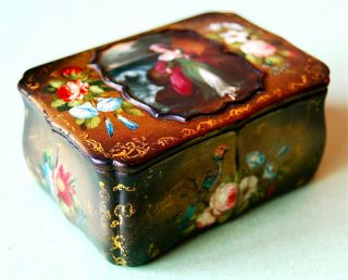 Rare Lukutin Antique Imperial Russian Lacquer Box Papier Mache