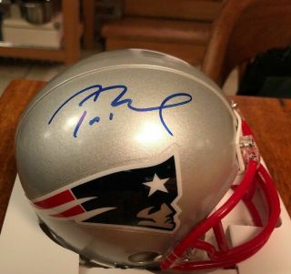 Tom Brady Signed Autographed England Patriots Mini Helmet W/ Great Cond