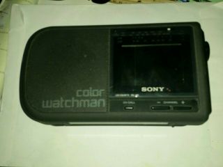Vintage Sony Color Watchman Tv Fdl - 380 - Am/fm Radio Tilt Back Base