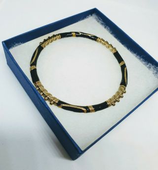Vintage Chinese Cloisonne Black Enamel Bangle Bracelet