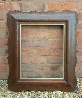 Antique Oak Picture Frame With Inner Slip Gallery Label To The Back