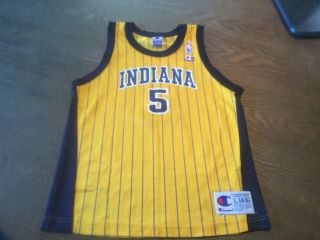 Vintage 90s Indiana Pacers Jalen Rose Champion Jersey Yellow Boys L Youth Nba