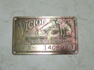 Vintage Victor Talking Machine Co.  Metal Marker Plate Vv X - 140692j