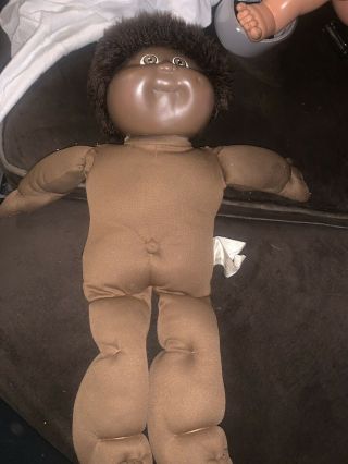 Vintage Fuzzy Hair African American Cabbage Patch Kid Black Boy Doll One Dimple