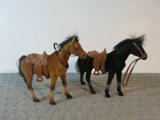 Vintage Nodder Bobblehead Horse Animal Set Of 2 Black And Brown