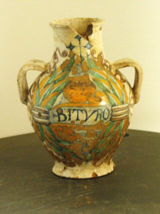 Italian Majolica Parmacy Jar,  17th.  Century
