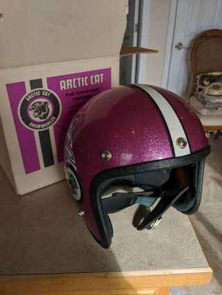 Vintage Collectible 1970s Arctic Cat Purple Snowmobile Helmet | M