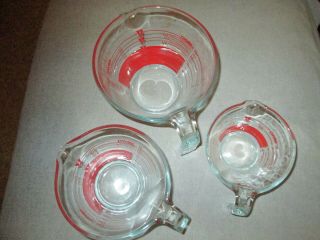 Set Of 3 Vintage Pyrex Measuring Cups - Reverse Read From Inside 1,  2 & 4 Cups
