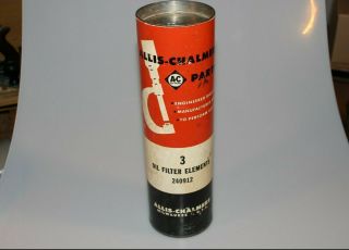 Vintage Allis Chalmers Oil Filter Canister Tractor Oil Tin Can Advertising M26