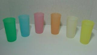Set Of 6 Vintage Tupperware Cups Glasses Pastel Tumblers 117 Juice 6 Oz