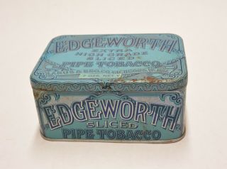 Vintage Edgeworth Sliced Pipe Tobacco Tin; Blue And Gray Hinged Tin