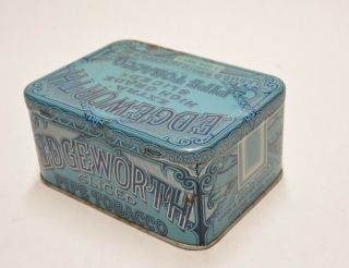 Vintage Edgeworth Sliced Pipe Tobacco Tin; Blue and Gray Hinged Tin 3