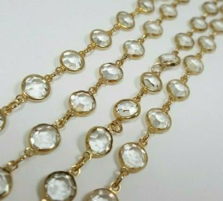 Vintage Clear Bezel - Set Crystal Necklace 36 " Long 9mm Unsigned No Clasp