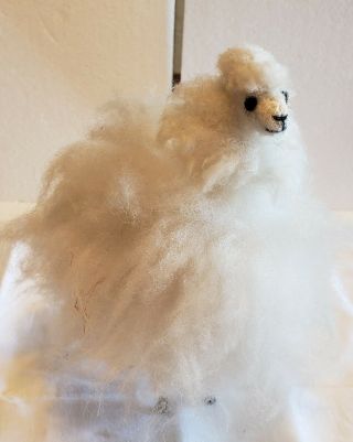 Vintage Real Fur Llama Alpaca Figurine 7.  5 "