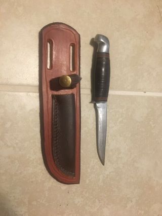 Old Vintage Ww2 Era Remington Pal Rh - 24 Hunting Knife With Leather Sheath